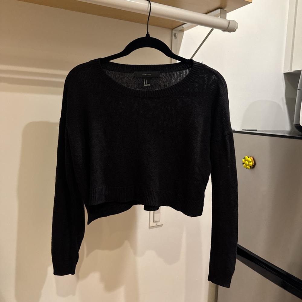 Forever 21 Black Ribbed Crewneck Sweater